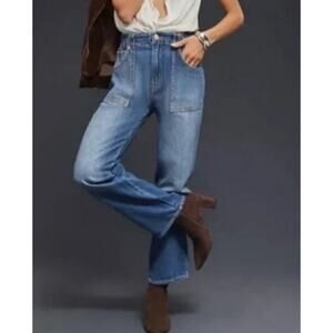 Hudson Jeans Remi High Rise Straight Leg Jeans Elastic Waist Summer Wind 28 / 6